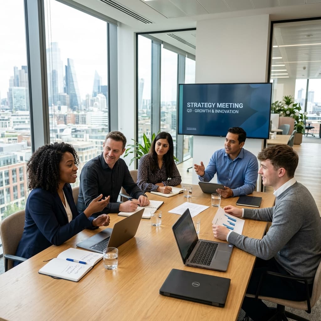 Professional team meeting in a modern office